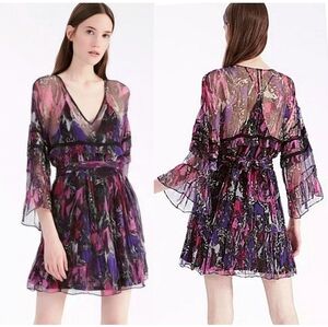 IRO Clash Floral Chiffon Ruffle Mini Dress Size 38